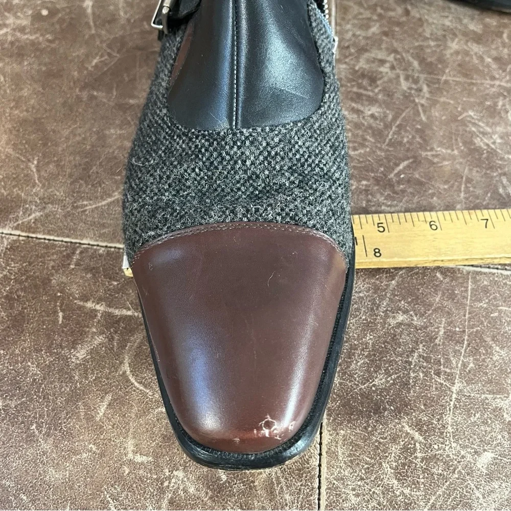 Que Sheebly Octavian Boots Mens Sz 11 Brown Gray Leather Double Monk Strap Shoes